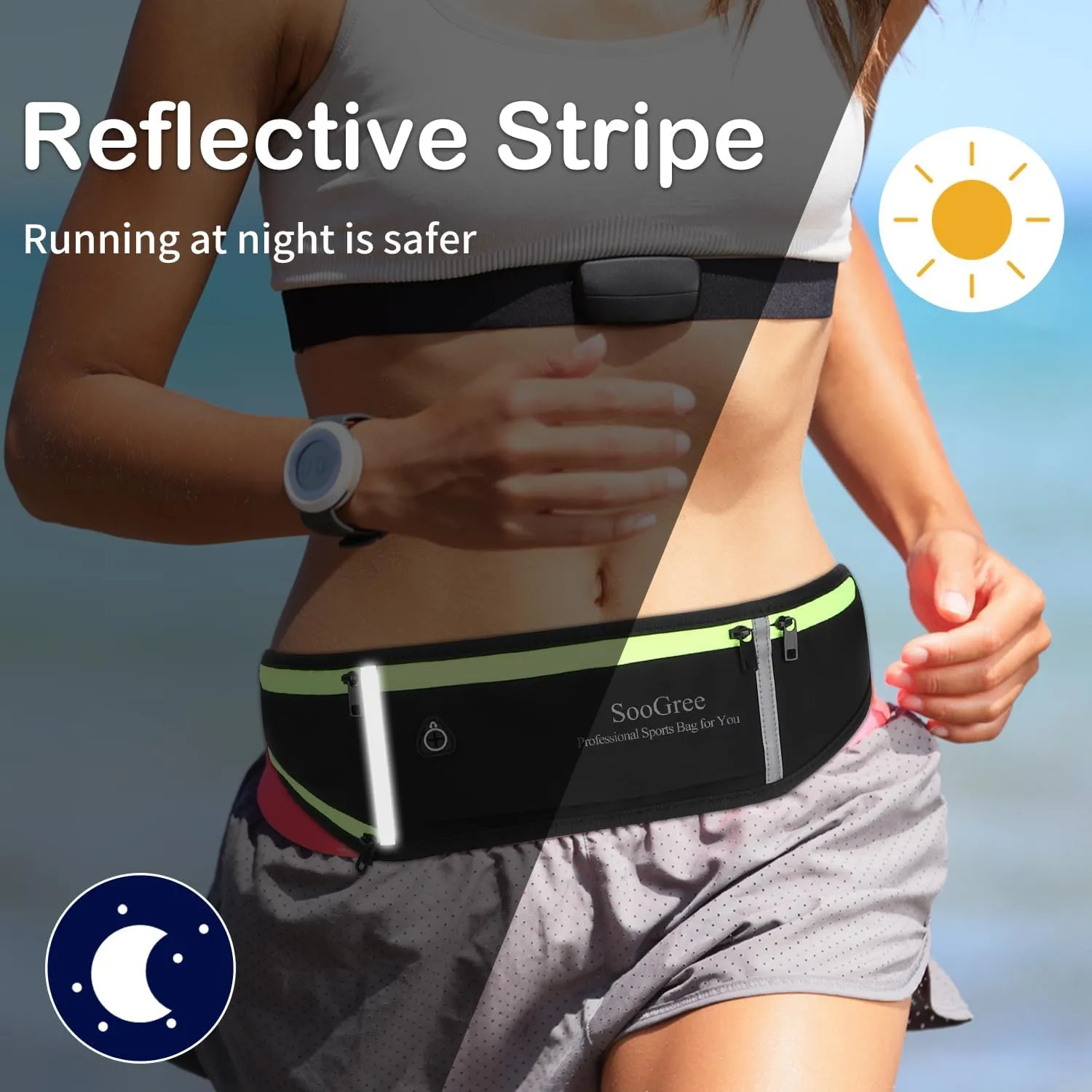 Men Women Running Belt Fanny Pack,Reflective Workout Sport Waist Pack Bag,Running Phone Holder Belt with Water Bottle Holder, Ideal for Running,Walking,Cycling,Gym Workouts (GSP1189-Red)