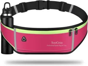 Men Women Running Belt Fanny Pack,Reflective Workout Sport Waist Pack Bag,Running Phone Holder Belt with Water Bottle Holder, Ideal for Running,Walking,Cycling,Gym Workouts (GSP1189-Red)