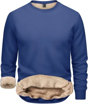 Men's Crewneck Sweatshirt Thick Warm Sherpa Lined Thermal Underwear Baselayer Long Sleeve Winter Fleece Pullover Tops