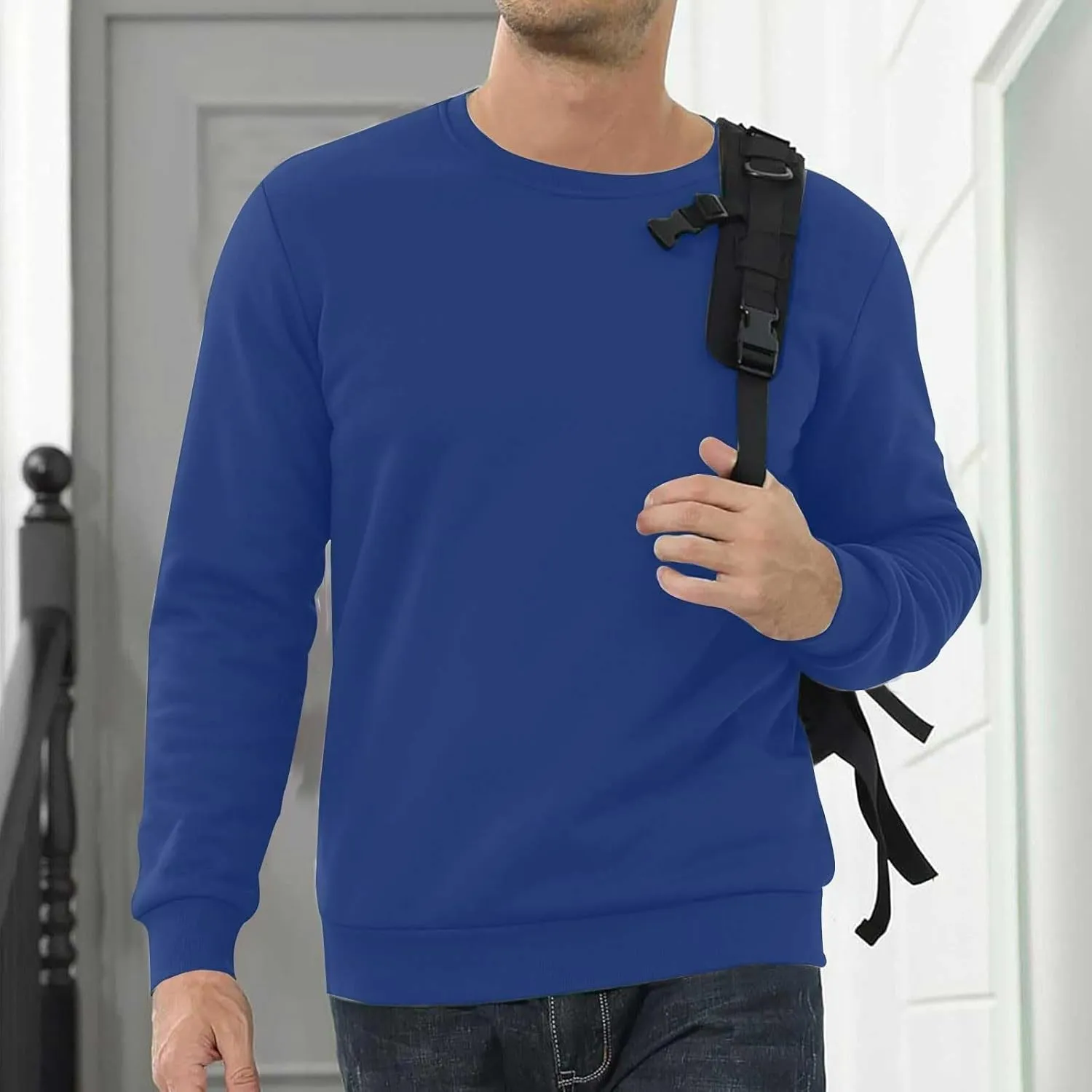 Men's Crewneck Sweatshirt Thick Warm Sherpa Lined Thermal Underwear Baselayer Long Sleeve Winter Fleece Pullover Tops