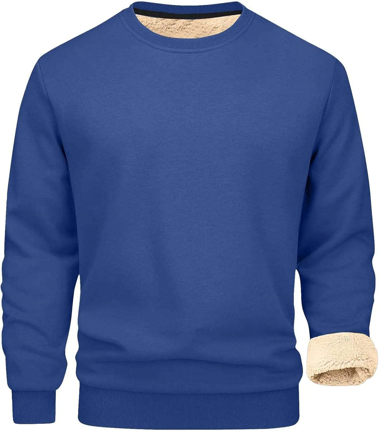 Men's Crewneck Sweatshirt Thick Warm Sherpa Lined Thermal Underwear Baselayer Long Sleeve Winter Fleece Pullover Tops