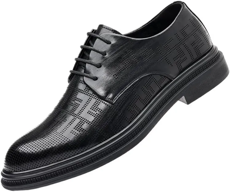 Men's Dress Shoes Mens Retro Leather Business Oxford Shoes Comfort Mens Sneaker Low Top Lace Up Pointed Toe Casual Derby Shoes