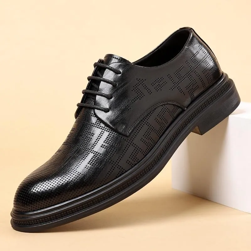 Men's Dress Shoes Mens Retro Leather Business Oxford Shoes Comfort Mens Sneaker Low Top Lace Up Pointed Toe Casual Derby Shoes