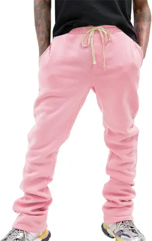 Men's Fleece Cargo Sweatpants Middle Waist Denim Long Hiking Pants Athletic Workout Jogger Sweatpants for Men