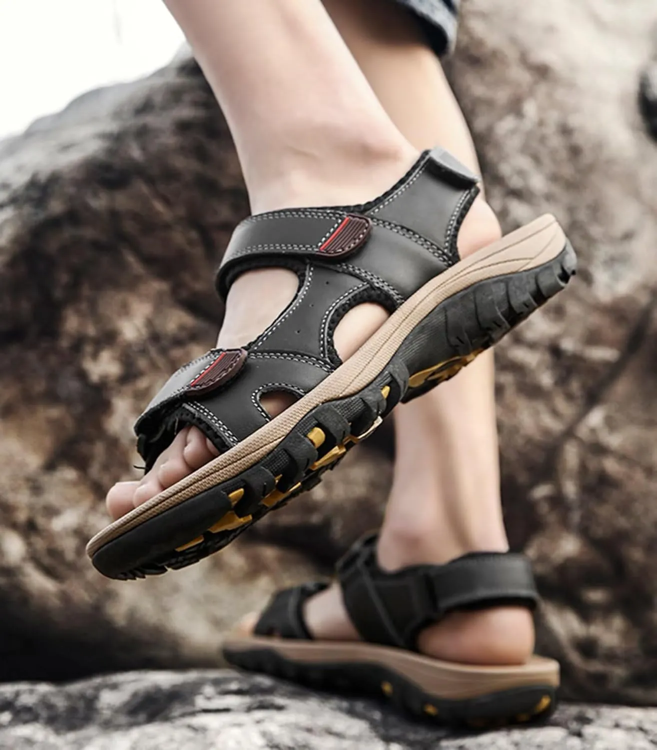 Men's Hiking Sandals Open Toe Outdoor Fisherman Sandals Sport Sandals Beach Shoes Waterproof Trekking Walking Sandals