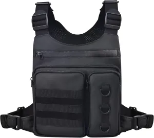 Men's Outdoor Sports Chest Bag, Fitness, Running, Cycling Tactical Vest, EDC Tactical Bag Vest, Reflective Strips On The Back Sports Vest,Waterproof Vest With Water Bottle Pocket
