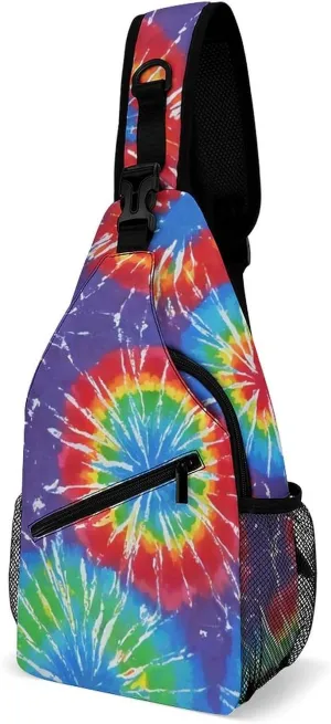 Men's Sling Shoulder Backpack Packable Compact Crossbody Chest Rucksack - Awesome Tie Dye Art Anti-Theft Multipurpose Rucksack Bookbag Backpack