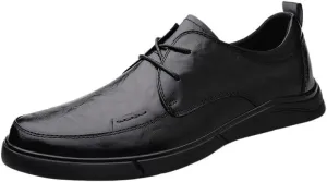 Men's Vintage Leather Lace Up Oxfords Shoes Formal Office Shoes Dress Sneakers Business Loafers Shoes for Men(Black,8)