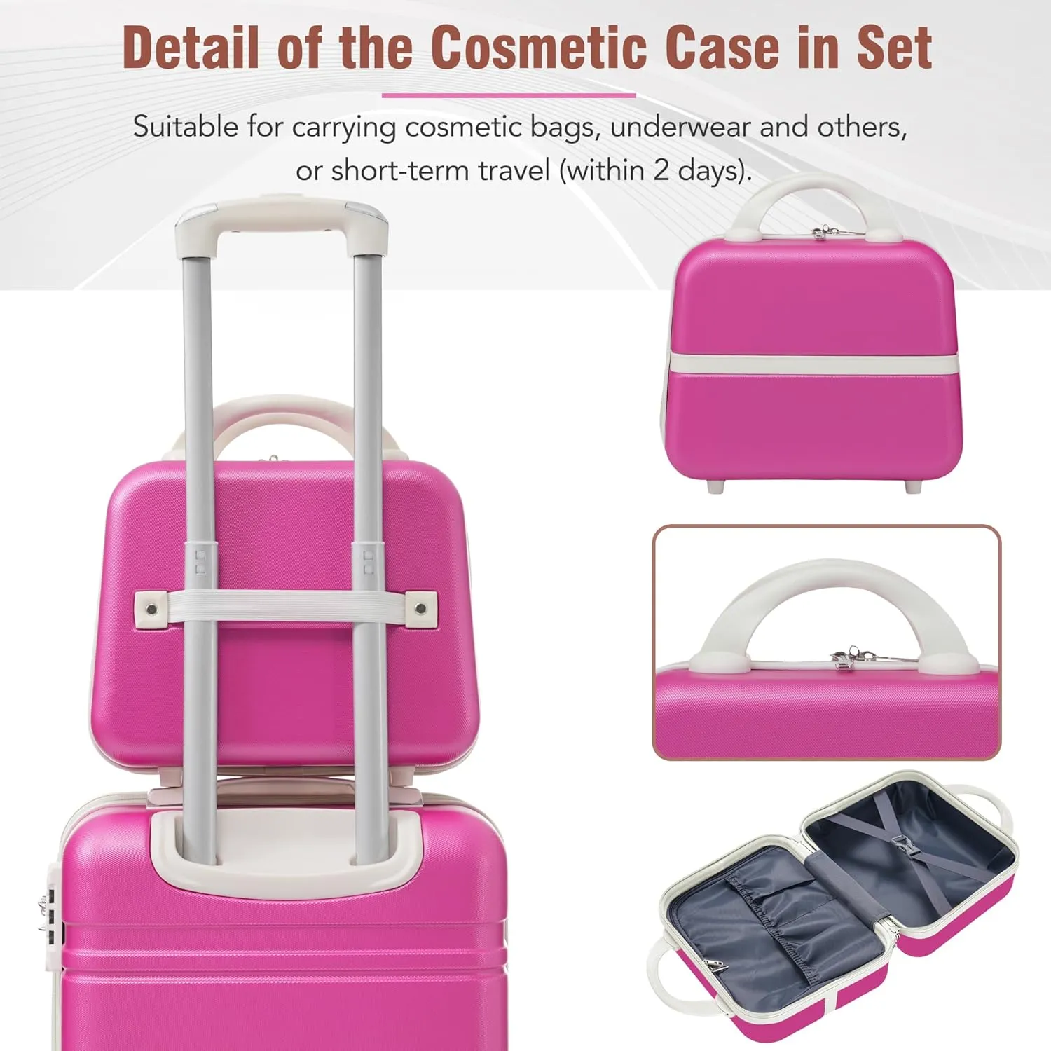 Merax Luggage Set 2 Piece Suitcase Set with Cosmetic Case Expandable Spinner Wheels Vintage Luggage Sets(Pink,20" 24")