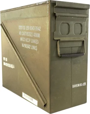 Metal Ammo Storage Box Holder Box (Olive Drab Green) - M548 20mm Ammo Can w/Front Metal Latch, Swing-Out Handle – Ideal Ammo Can Surplus - Waterproof Tool Boxes for Ammo & Emergency Supplies