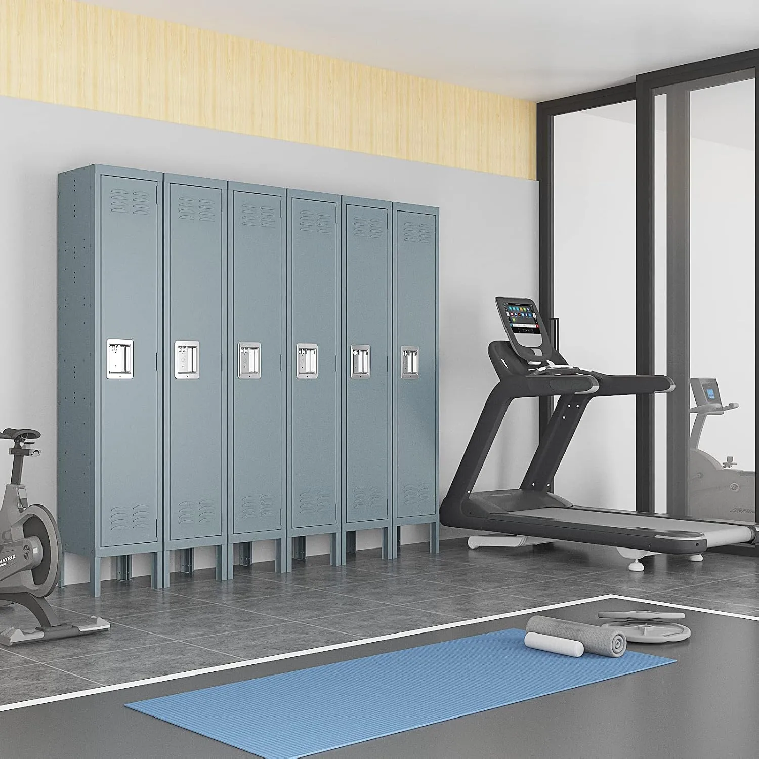 Metal Locker for Home, Dressing Room, Gym, 65.98" Steel Storage Lockers for Employees, Lockable Locker Cabinet with 1 Door (Grey)