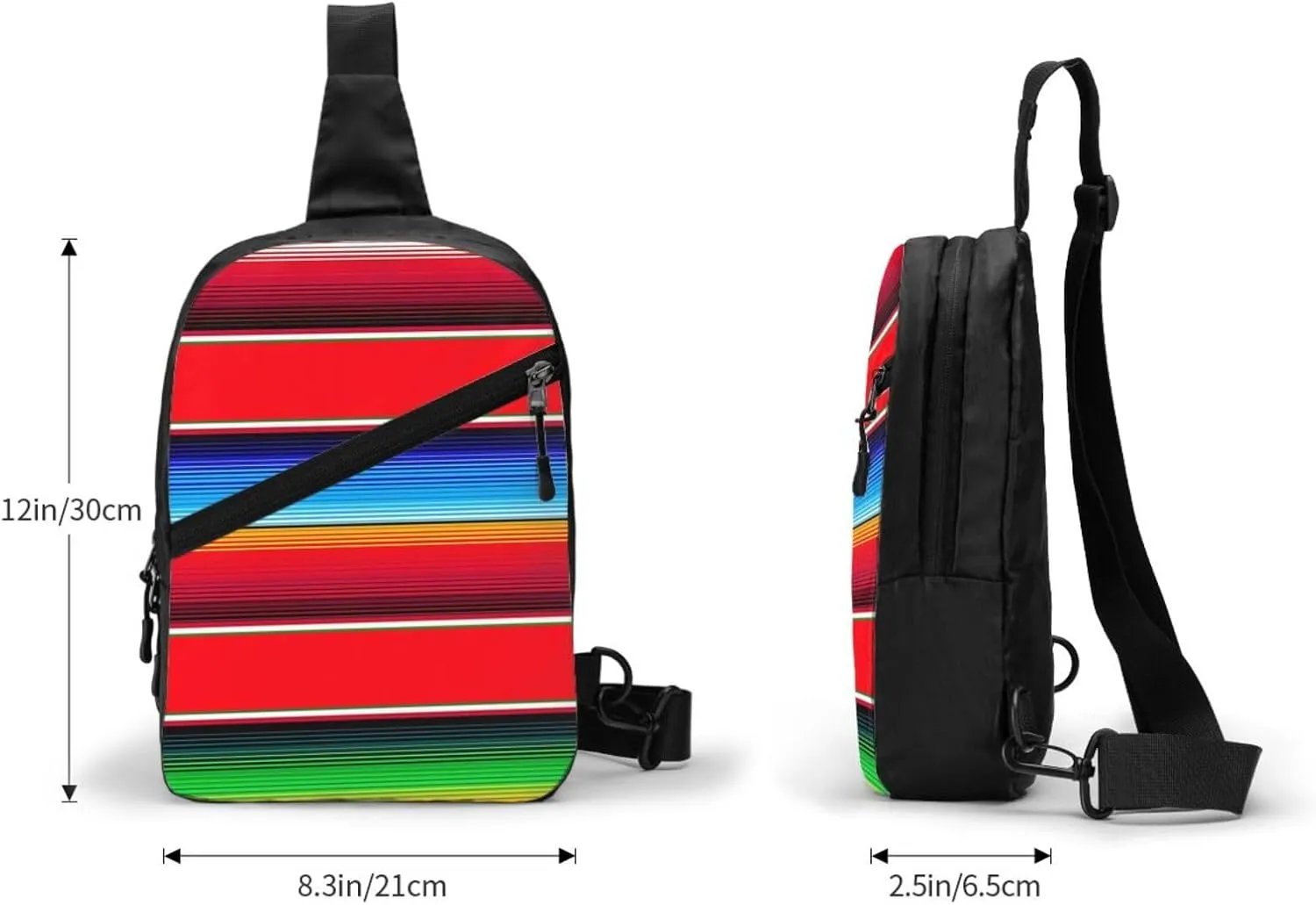 Mexican Serape in Red Crossbody Bag Portable Sling Bags Foldable Chest Daypack Reusable Sports Shoulder Backpack Diagonally Casual Rucksack Travel Bag