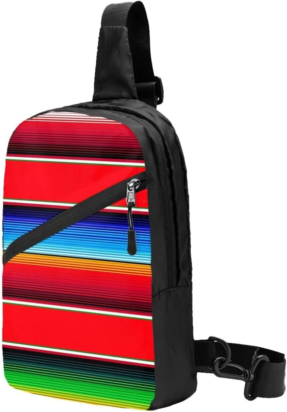 Mexican Serape in Red Crossbody Bag Portable Sling Bags Foldable Chest Daypack Reusable Sports Shoulder Backpack Diagonally Casual Rucksack Travel Bag