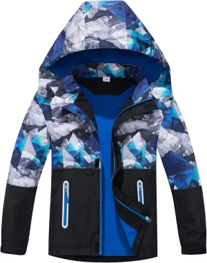 MGEOY Boys Girls Rain Jackets Lightweight Waterproof Hooded Raincoats Windbreakers for Kids 4-14Y