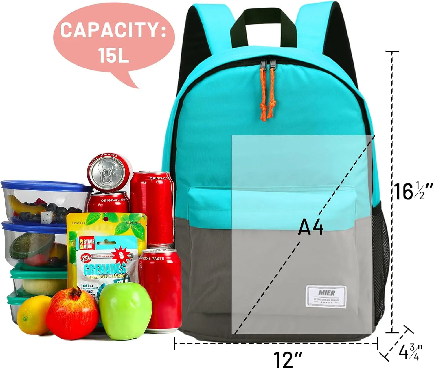 MIER Insulated Backpack Cooler Small Leakproof Lightweight Cute for Women Men to Work, Picnics, Camping, Park Day Trips, 15 L