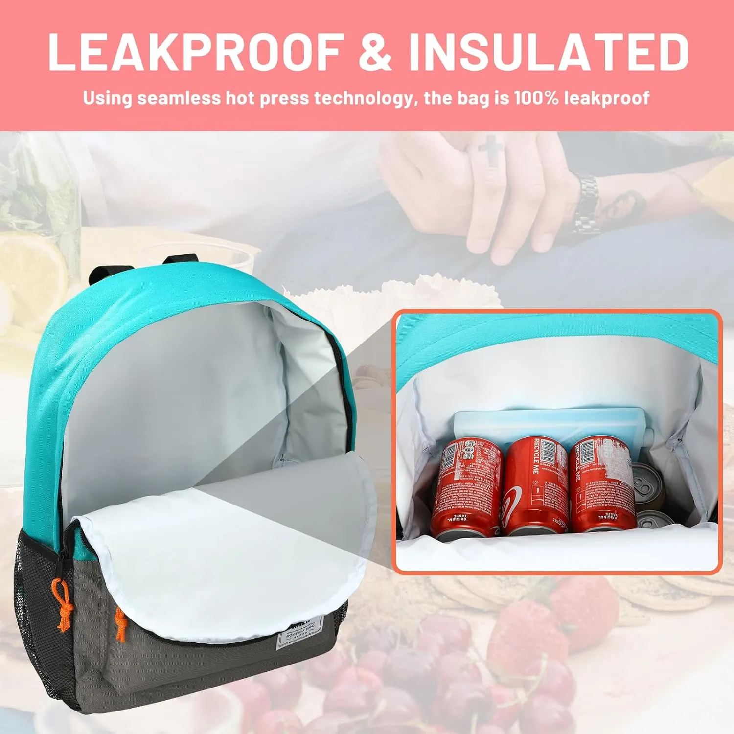 MIER Insulated Backpack Cooler Small Leakproof Lightweight Cute for Women Men to Work, Picnics, Camping, Park Day Trips, 15 L