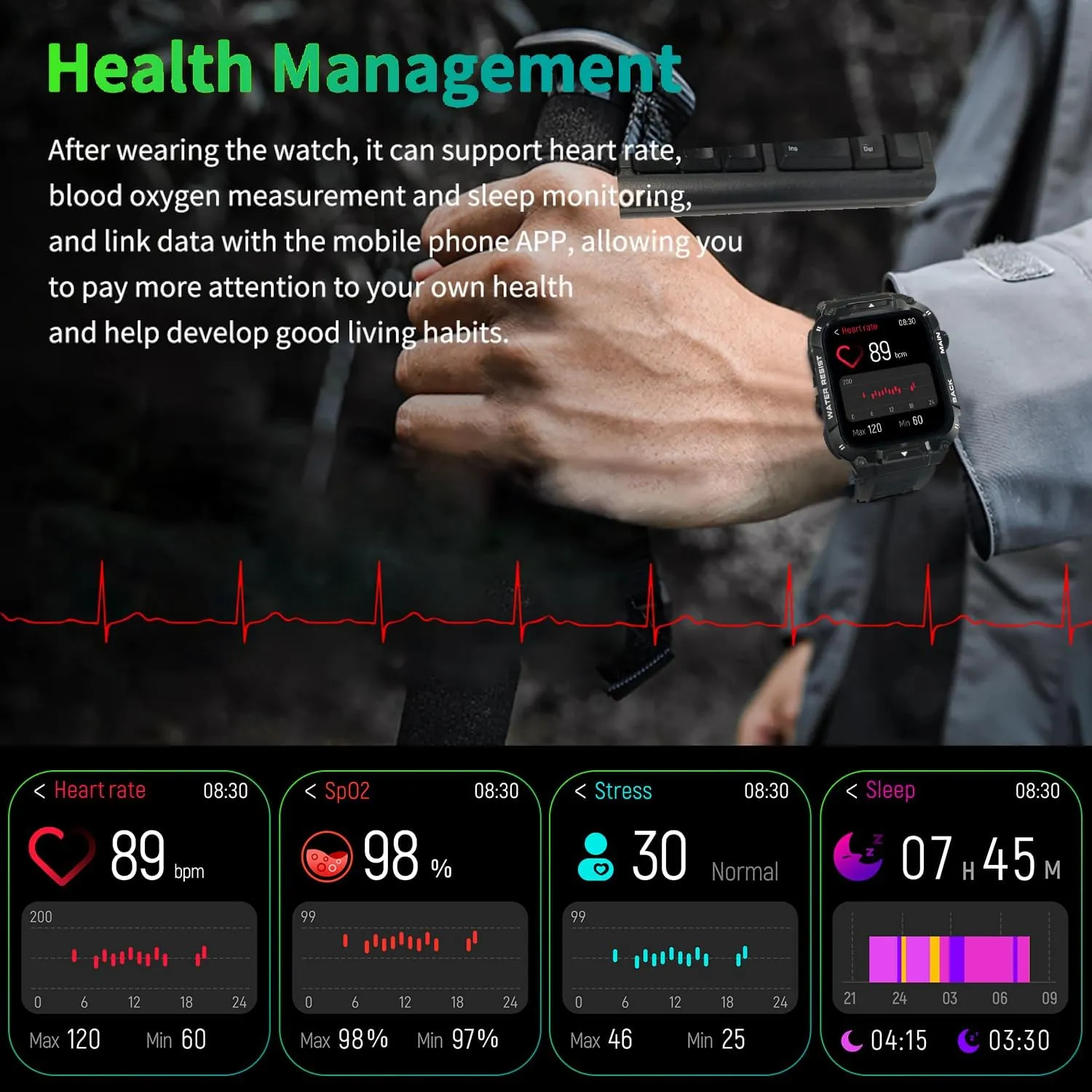 Military Smart Watch for Men with Call Function,Fitness Smartwatch for Android Phones and iPhone,Waterproof Fitness Tracker with Blood Oxygen/Heart Rate/Sleep/100  Sport Modes, Watches for Men