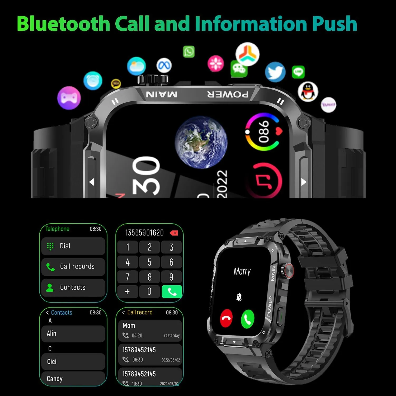 Military Smart Watch for Men with Call Function,Fitness Smartwatch for Android Phones and iPhone,Waterproof Fitness Tracker with Blood Oxygen/Heart Rate/Sleep/100  Sport Modes, Watches for Men