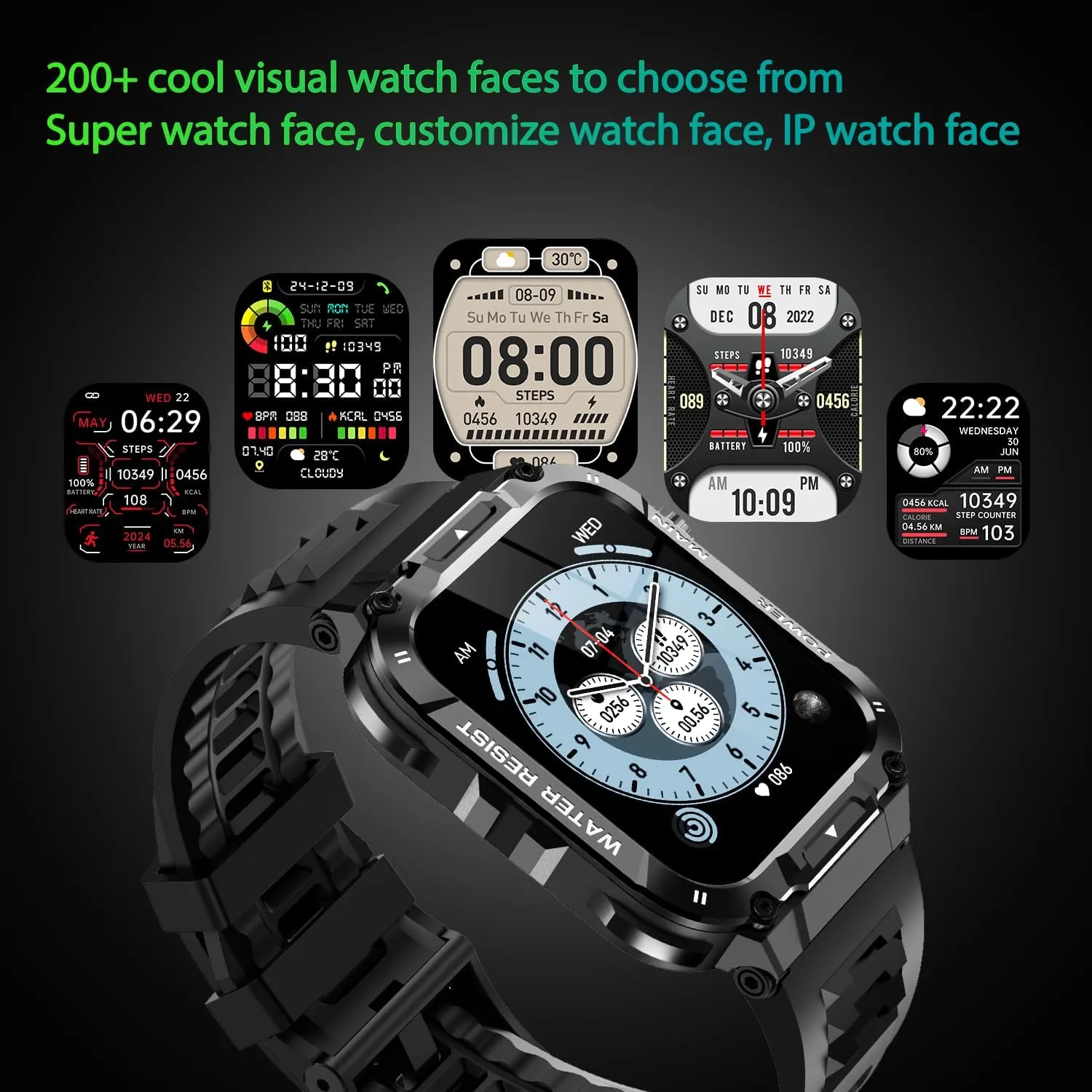 Military Smart Watch for Men with Call Function,Fitness Smartwatch for Android Phones and iPhone,Waterproof Fitness Tracker with Blood Oxygen/Heart Rate/Sleep/100  Sport Modes, Watches for Men
