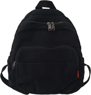 Mini Backpack for Women Men Small Aesthetic Canvas Bag Work Backpack Cute Backpack Purse Casual Daypack (Black,One Size)