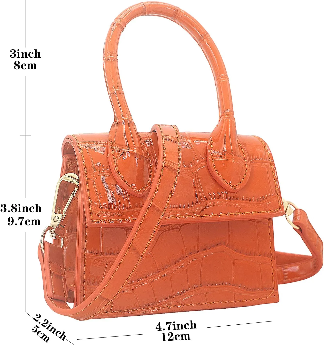 Mini Crossbody Bag for Women Girls Synthetic Leather Flap Purse Styling Top-Handle Clutch Handbag