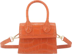 Mini Crossbody Bag for Women Girls Synthetic Leather Flap Purse Styling Top-Handle Clutch Handbag
