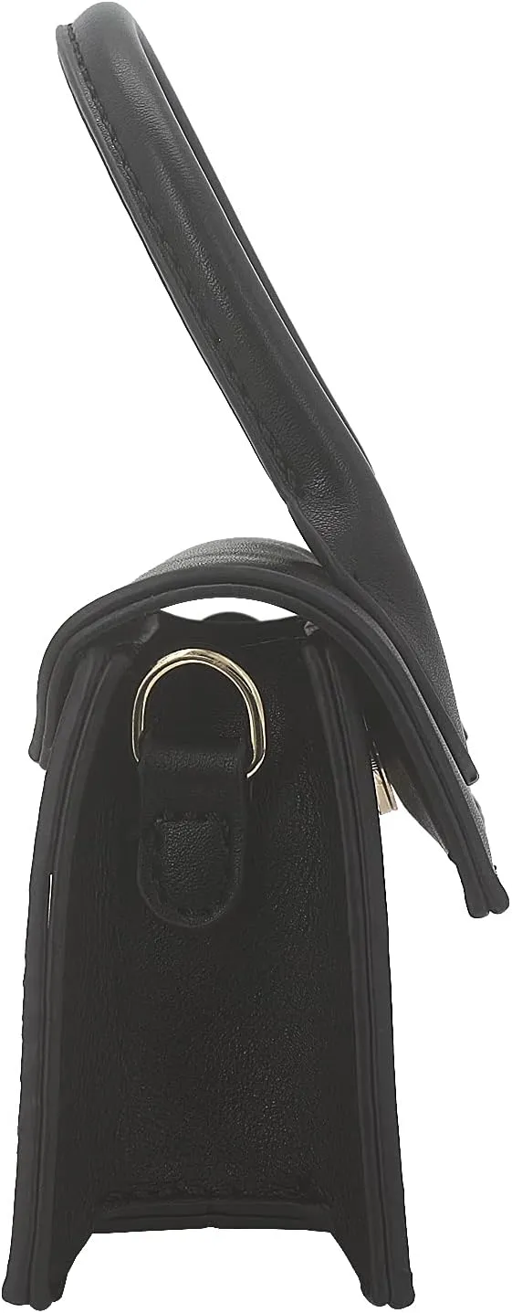 Mini Crossbody Bag for Women Girls Synthetic Leather Flap Purse Styling Top-Handle Clutch Handbag