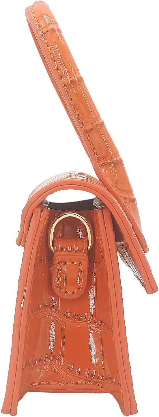Mini Crossbody Bag for Women Girls Synthetic Leather Flap Purse Styling Top-Handle Clutch Handbag