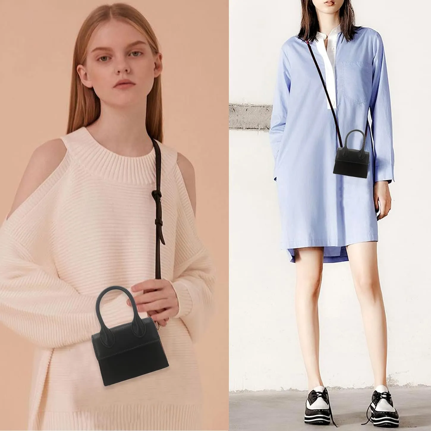 Mini Crossbody Bag for Women Girls Synthetic Leather Flap Purse Styling Top-Handle Clutch Handbag