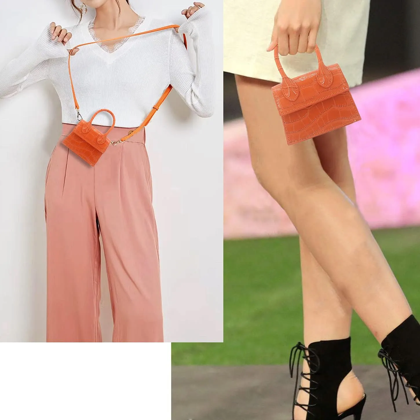 Mini Crossbody Bag for Women Girls Synthetic Leather Flap Purse Styling Top-Handle Clutch Handbag