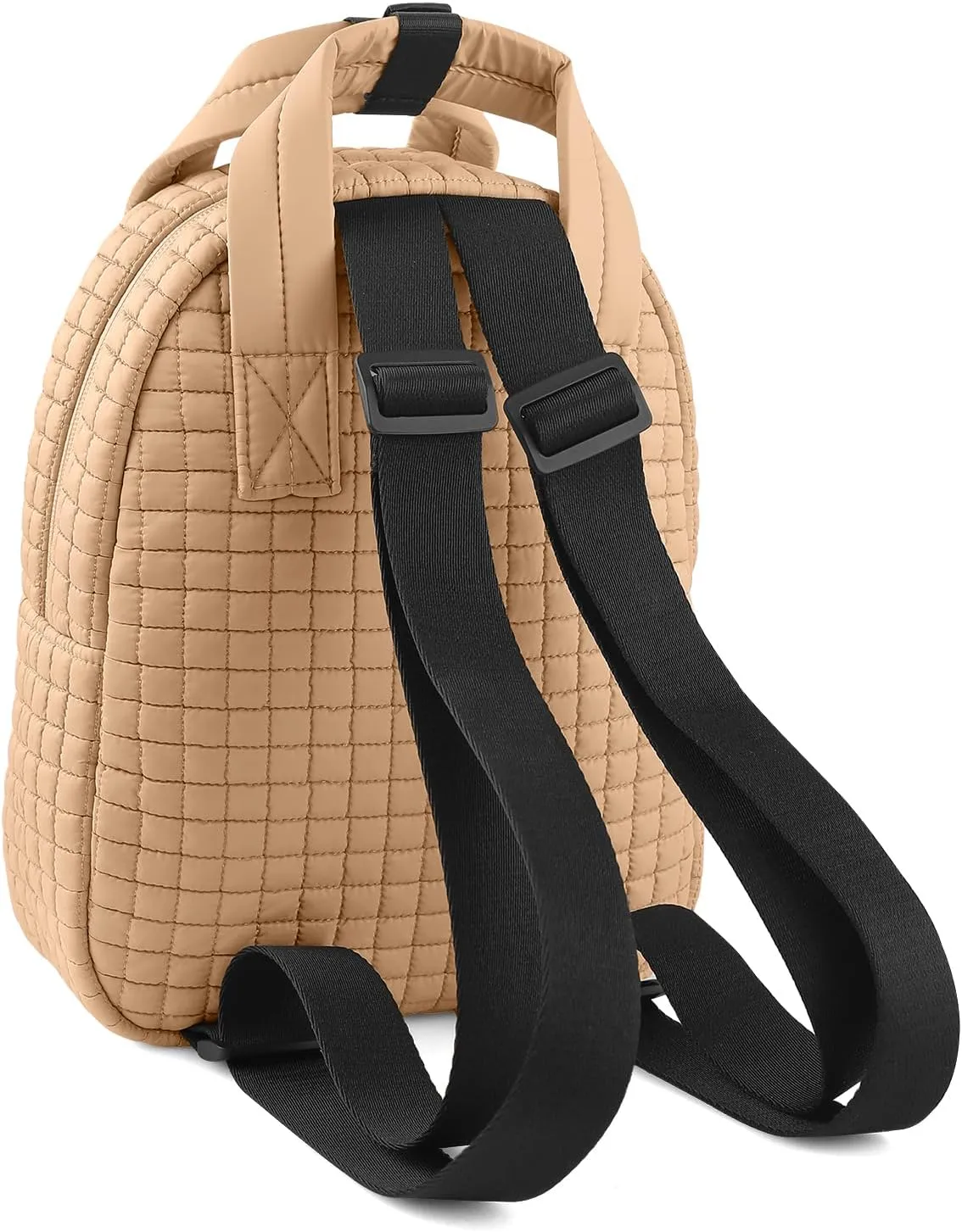 Mini Quilted Puffer Backpack for Women,Lightweight Puffy Bookbag,Small Casual Daypack for Ladies,Khaki