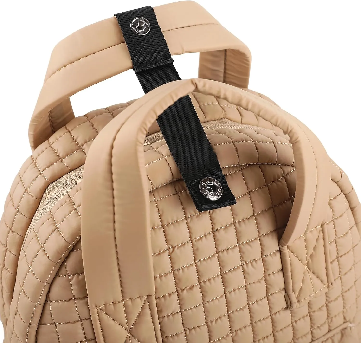 Mini Quilted Puffer Backpack for Women,Lightweight Puffy Bookbag,Small Casual Daypack for Ladies,Khaki