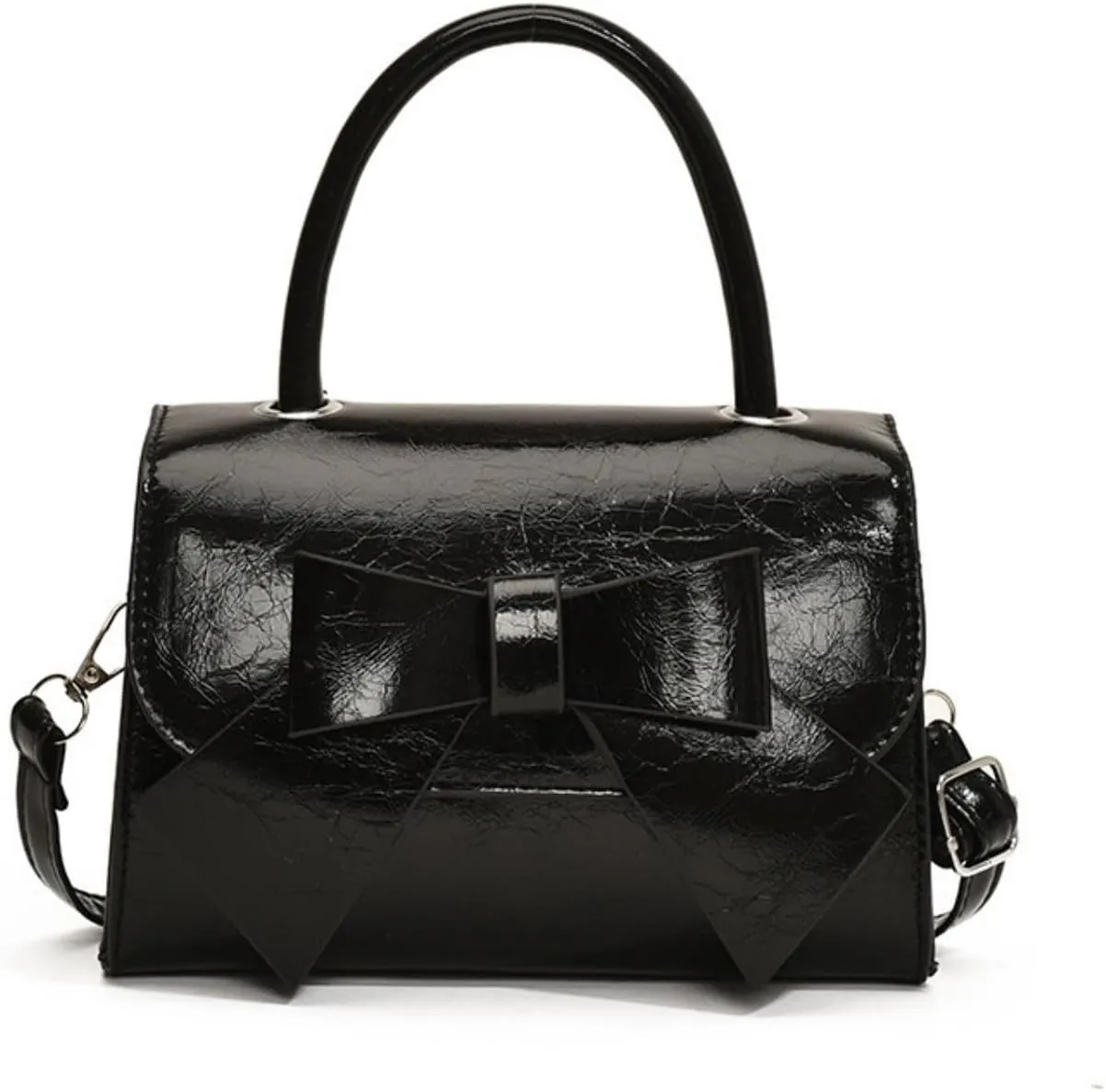 Mini Top Handle PU Flap Bag for Women - Elegant Bow Decor, Lightweight & Stylish Handbag