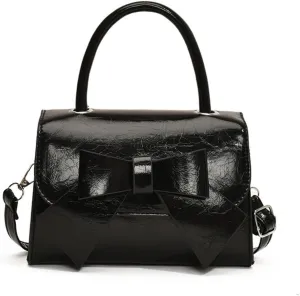 Mini Top Handle PU Flap Bag for Women - Elegant Bow Decor, Lightweight & Stylish Handbag