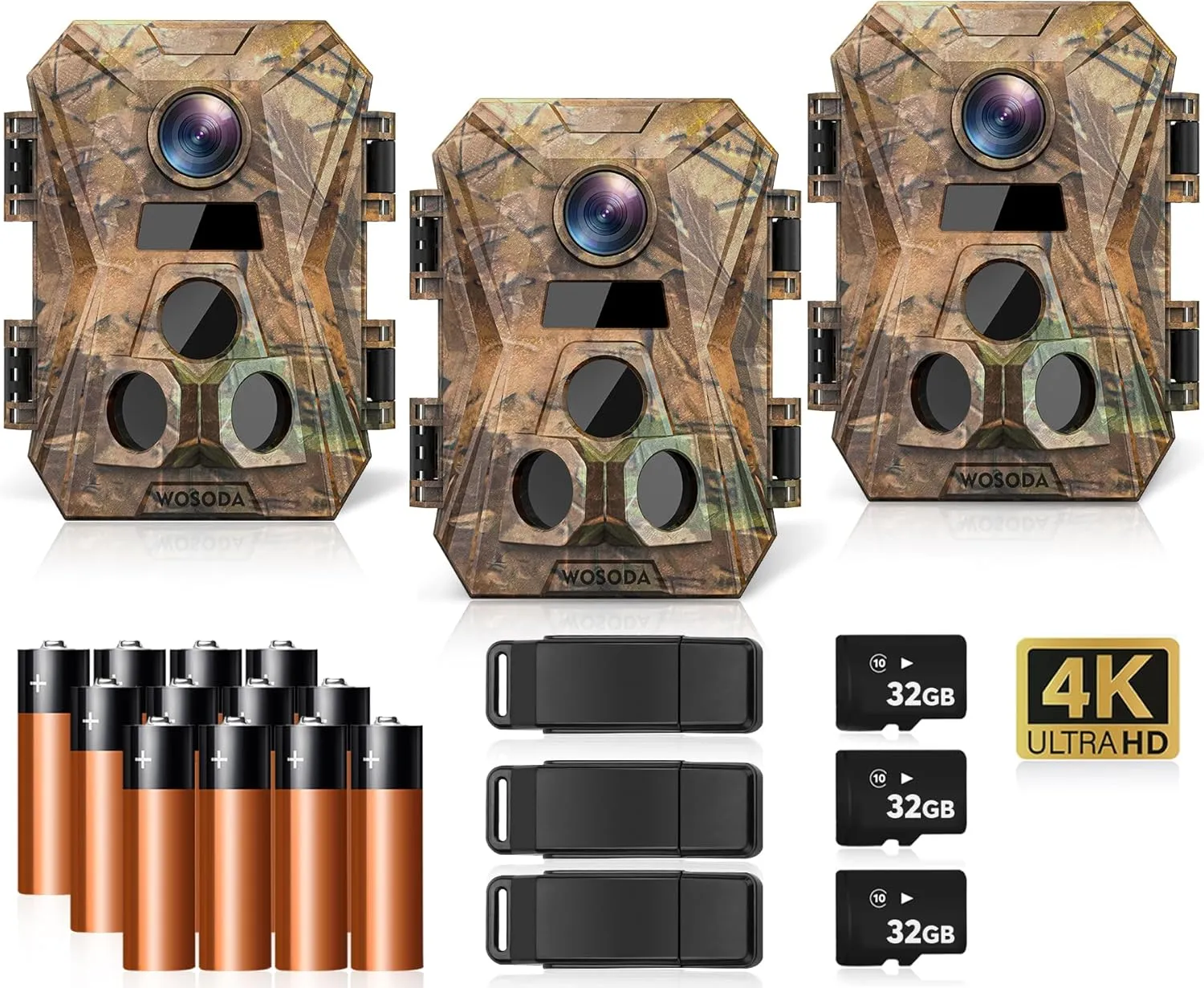 Mini Trail Camera 3 Pack, 4K 36MP Game Cameras with Night Vision Motion Activated Waterproof, 120° Wide-Angle Hunting Camera with No Glow LEDs for Outdoor Wildlife Monitoring