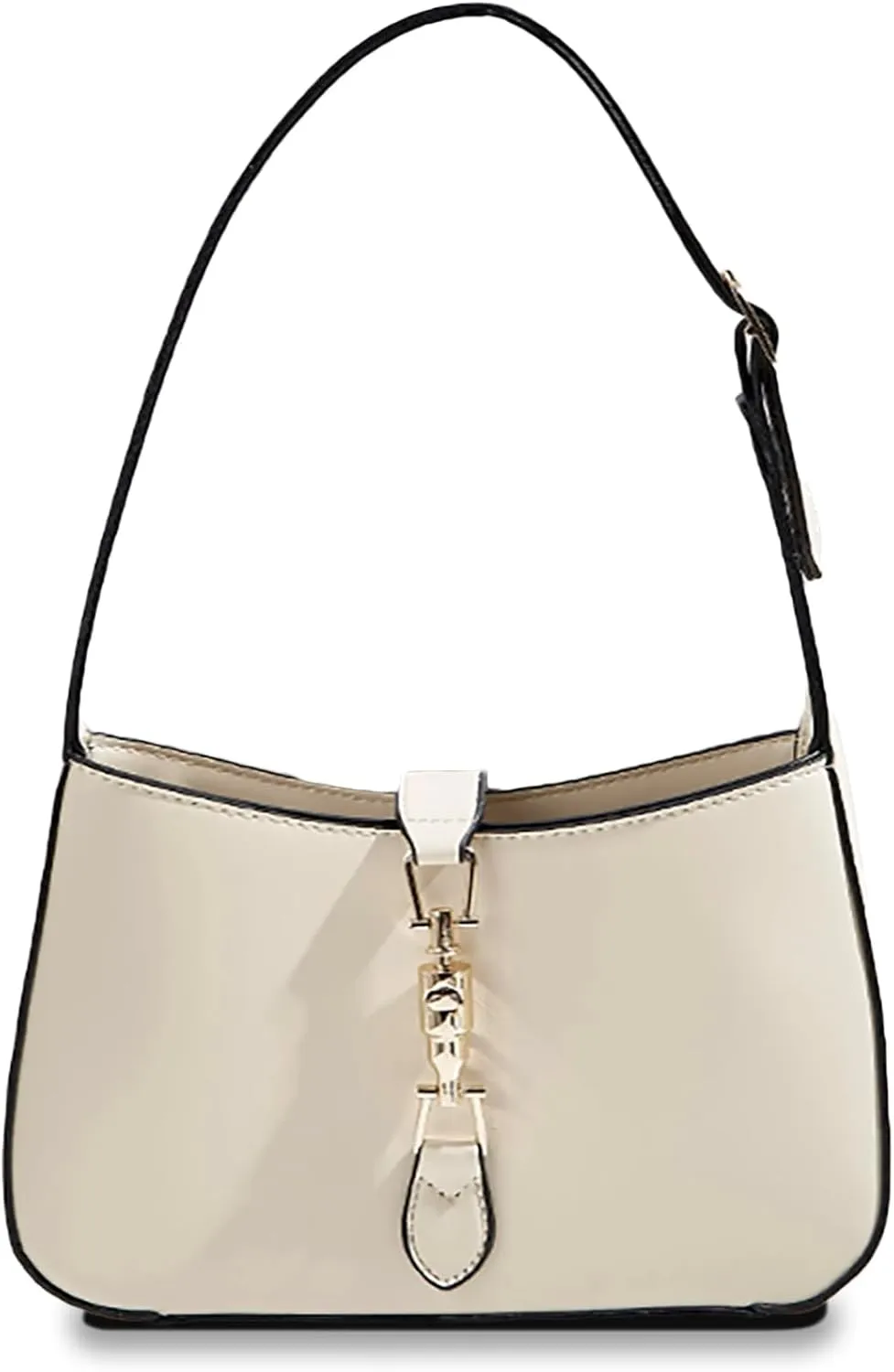 Minimalist Crescent Saddle Shoulder Bag, Clasp Closure