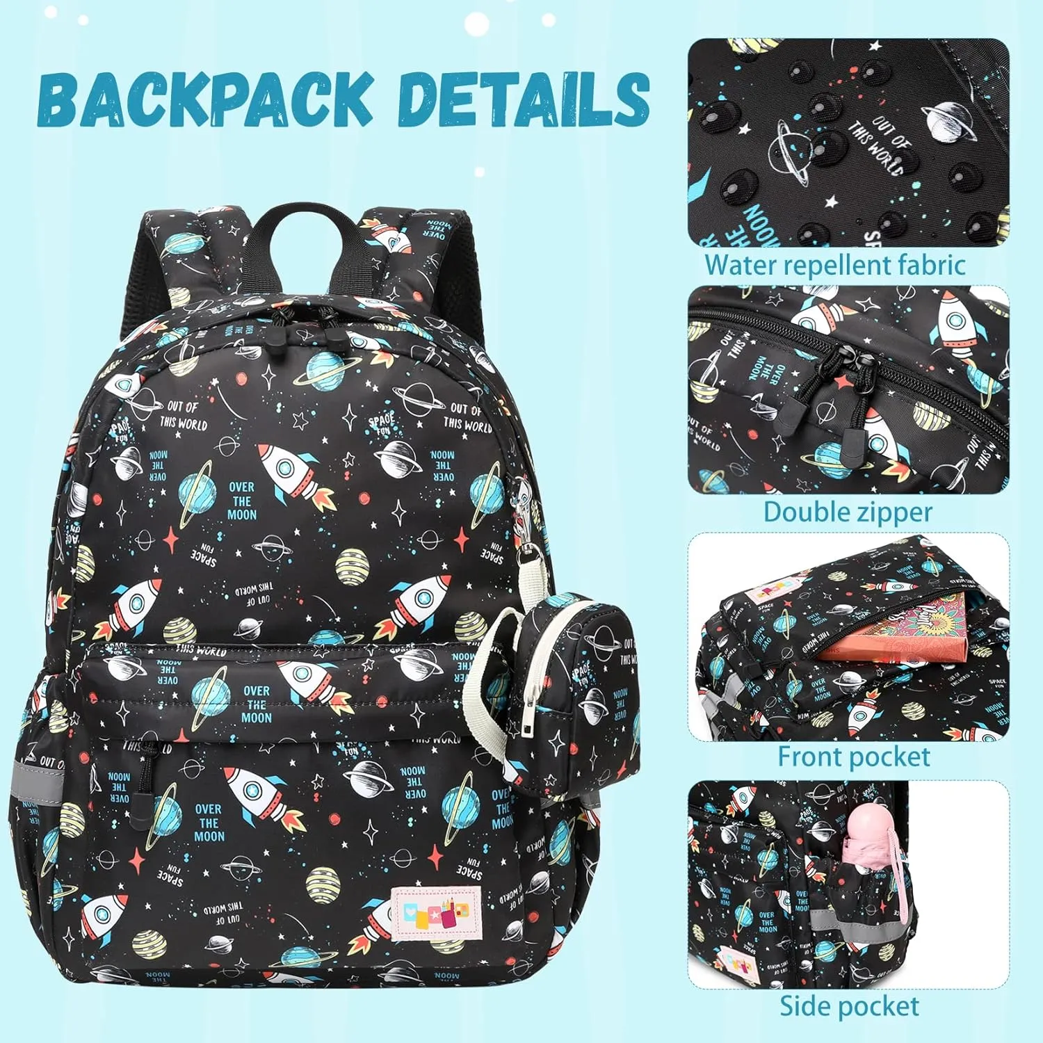 MIRLEWAIY Little Kids Travel Backpack Preschool Cute Kindergarten School Bag Daycare Rucksack for Boys with Coin Pouch, Muck truck, Navy blue