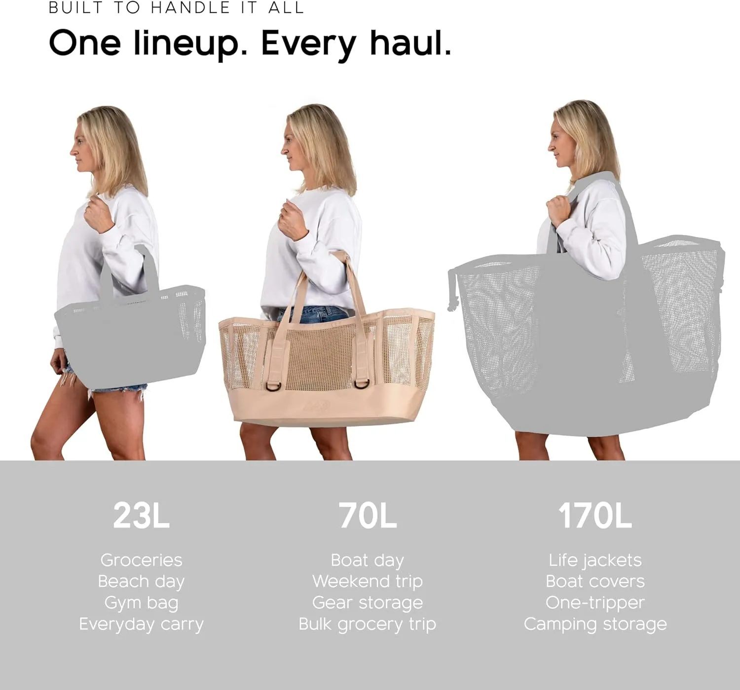 MISSION Boat Gear CASSI Heavy-Duty Outdoor Tote and Waterproof Marine-Grade Mesh Boat Bags