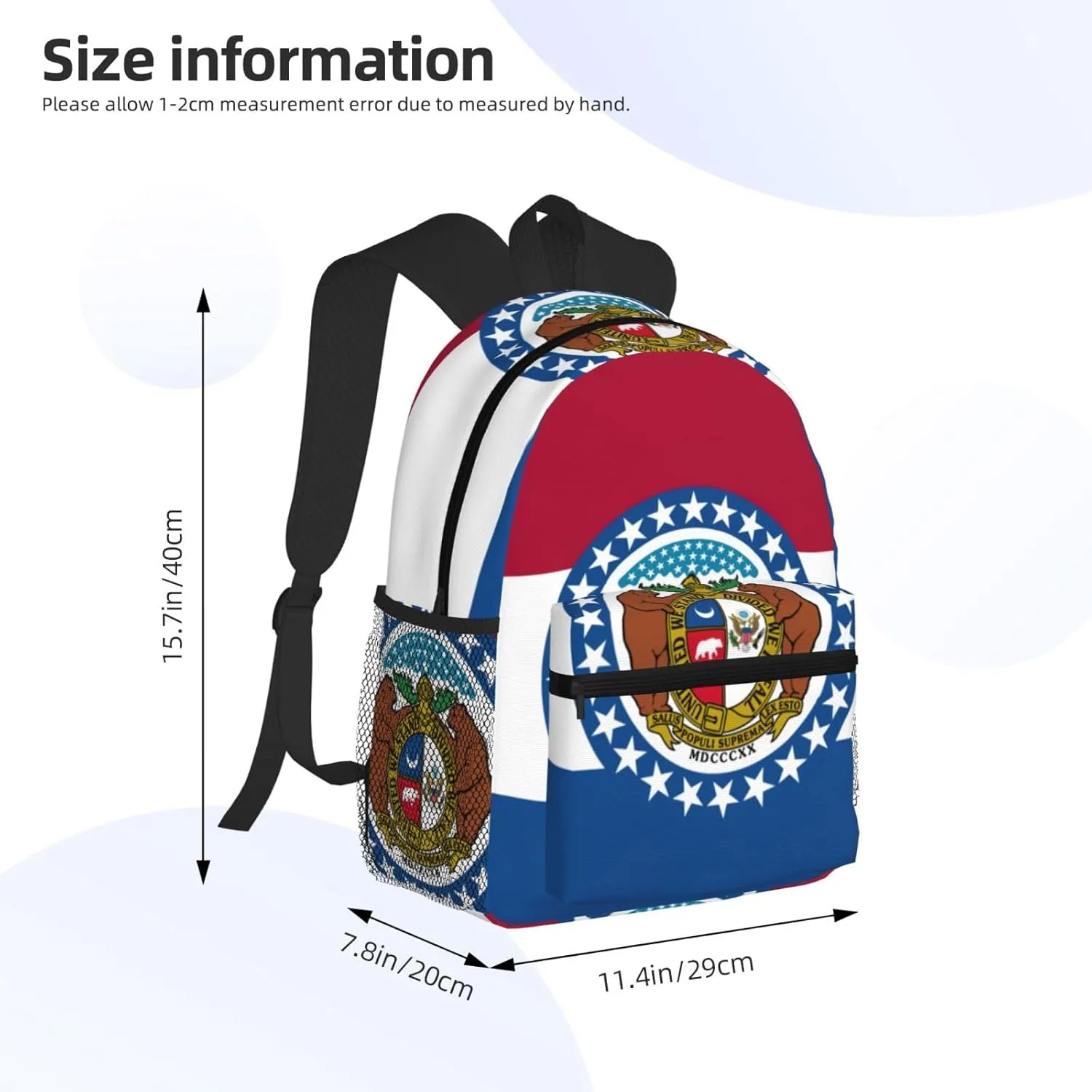 Missouri State Flag Fashion Backpack,Casual Daypack Backpacks For Men Women, Laptop Bag Travel Hiking Camping
