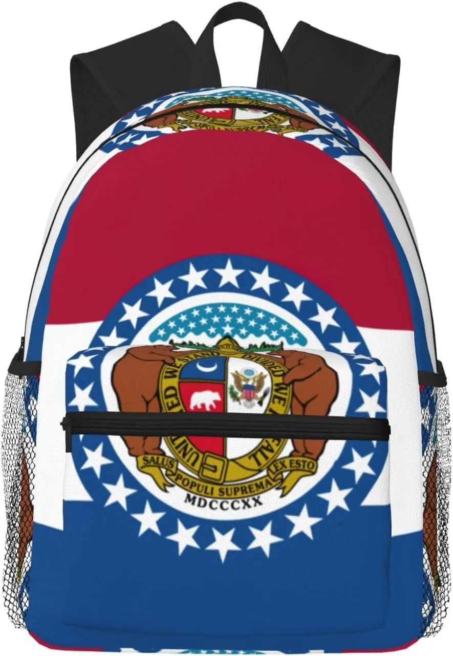 Missouri State Flag Fashion Backpack,Casual Daypack Backpacks For Men Women, Laptop Bag Travel Hiking Camping