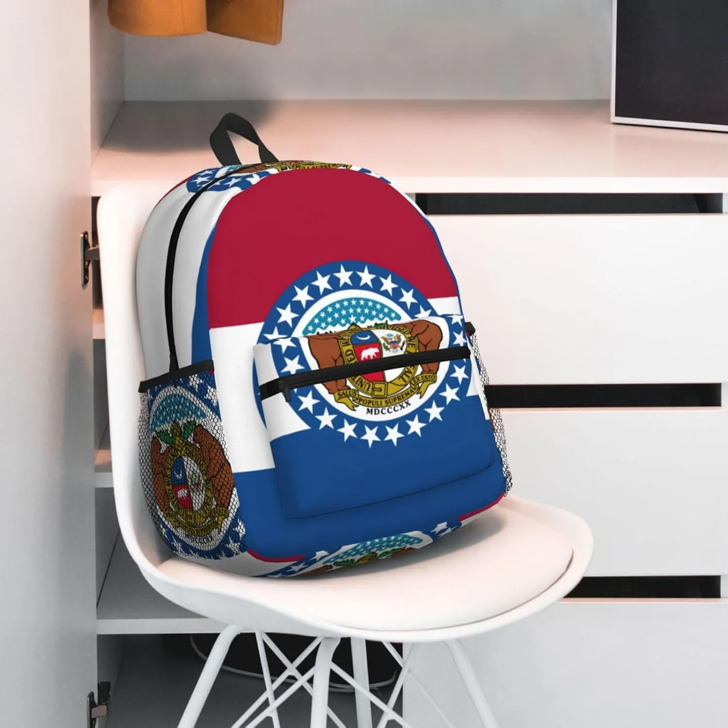 Missouri State Flag Fashion Backpack,Casual Daypack Backpacks For Men Women, Laptop Bag Travel Hiking Camping