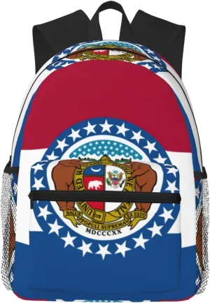 Missouri State Flag Fashion Backpack,Casual Daypack Backpacks For Men Women, Laptop Bag Travel Hiking Camping