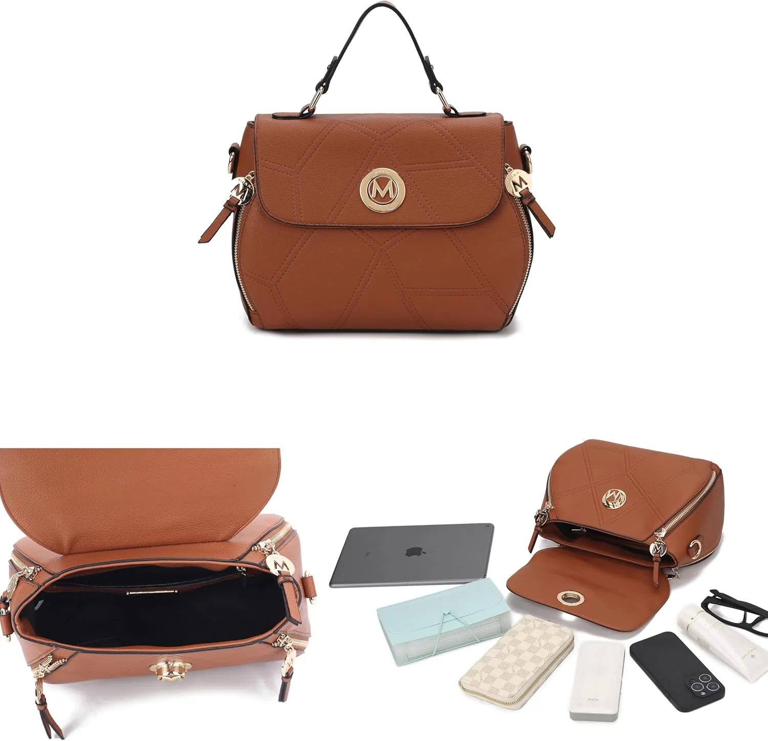 MKF Collection Satchel Bag for Women’s, Vegan leather Crossbody Handbag Top-Handle Purse