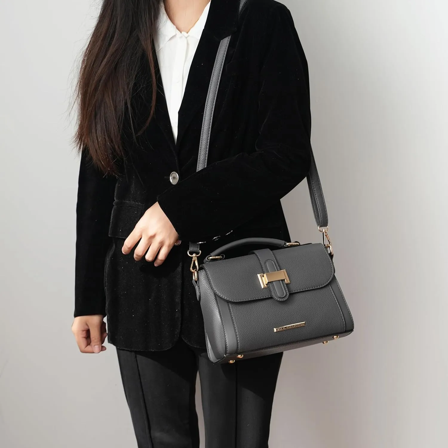 MKF Collection Satchel for Women - Vegan Leather Shoulder Bag With Top Handle, Crossbody Handbag Purse By Mia K