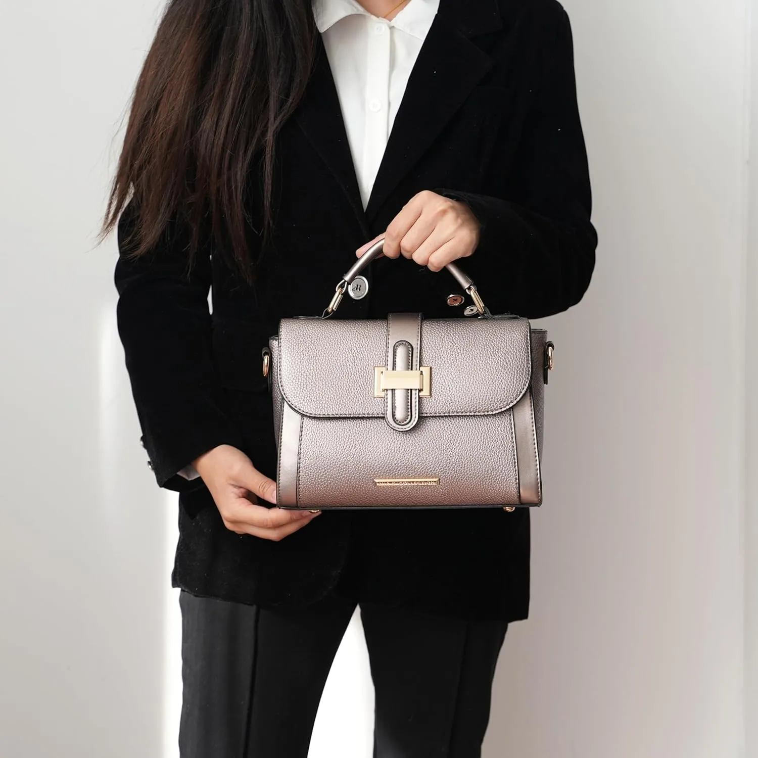 MKF Collection Satchel for Women - Vegan Leather Shoulder Bag With Top Handle, Crossbody Handbag Purse By Mia K