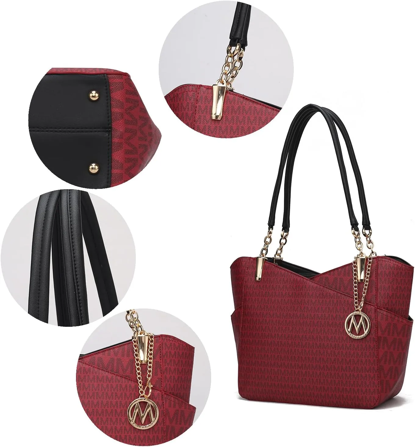 MKF Collection Signature Tote Bag for Women, Shoulder bag Vegan Leather Top-Handle Handbag Purse