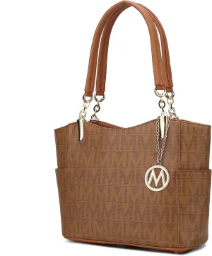 MKF Collection Signature Tote Bag for Women, Shoulder bag Vegan Leather Top-Handle Handbag Purse