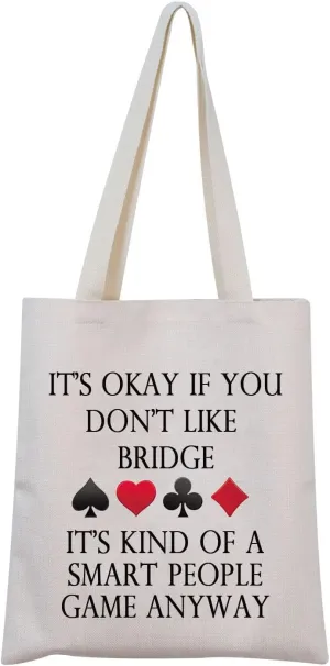 MNIGIU Canvas Tote Bag - Bridge Lover's Bag - Card Game Gift