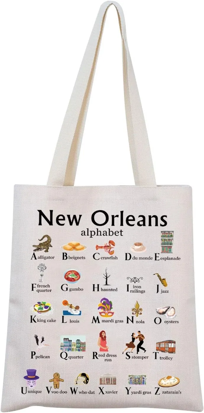 MNIGIU New Orleans Canvas Tote Bag - Welcome Reusable Shopping Bag