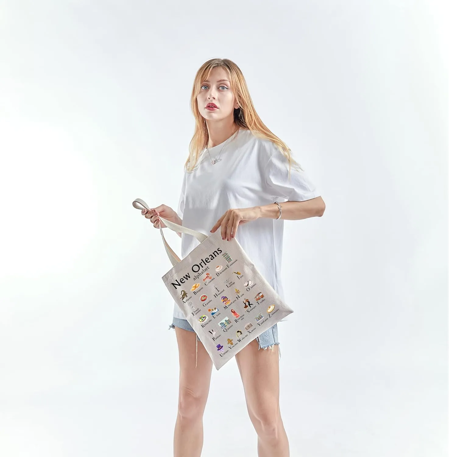 MNIGIU New Orleans Canvas Tote Bag - Welcome Reusable Shopping Bag